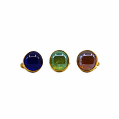 Glass Bead Brass Ring